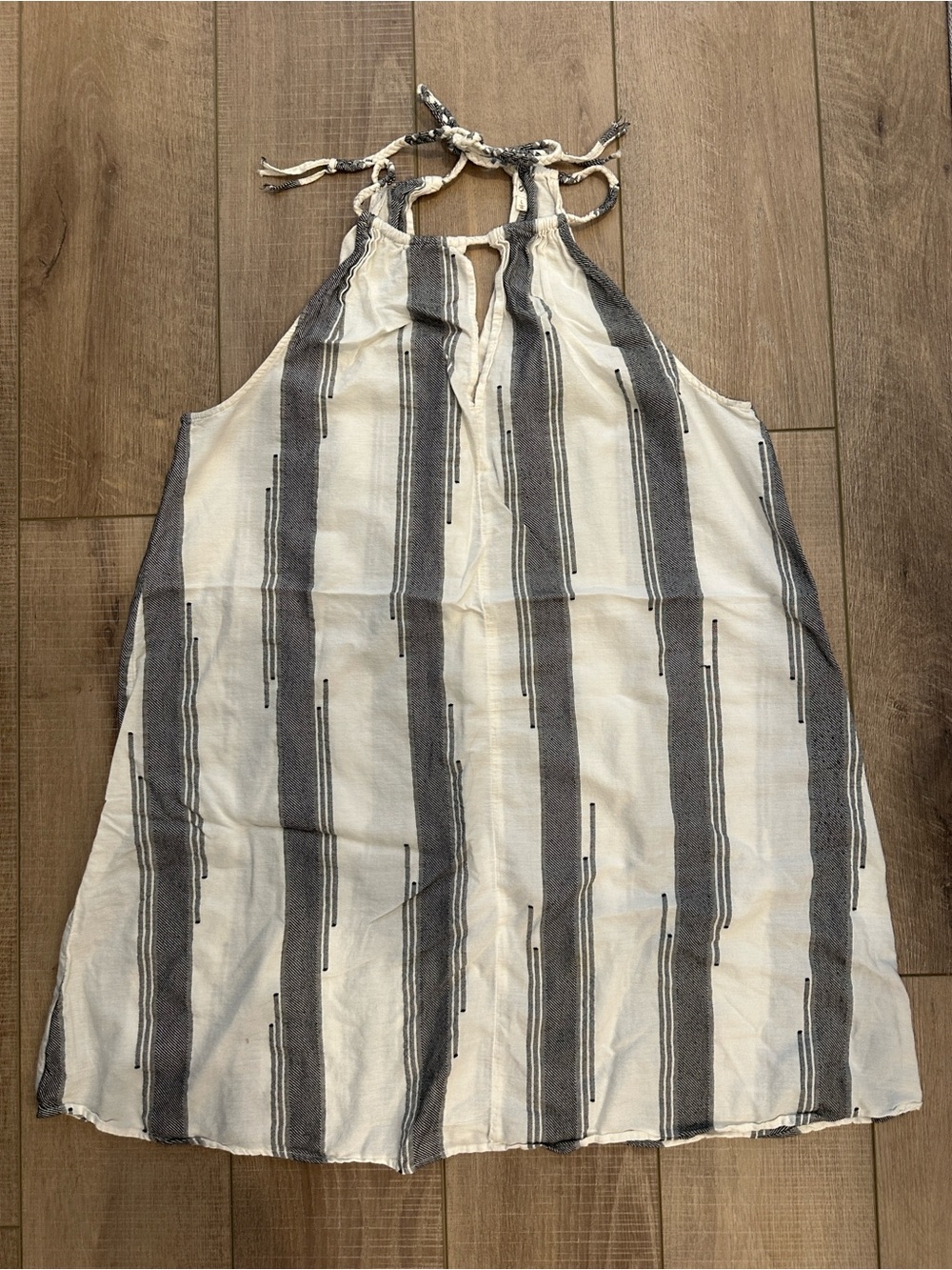 Lou & Grey Striped Halter Tunic in Ivory and Charcoal